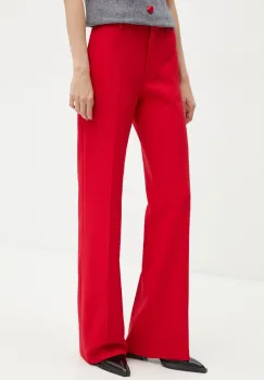 MSGM pantaloni femei, culoarea rosu, lat, high waist, 3741MDP01.247621 imagine