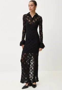 MSGM rochie culoarea negru, maxi, mulata, 3742MDA16.247624 imagine