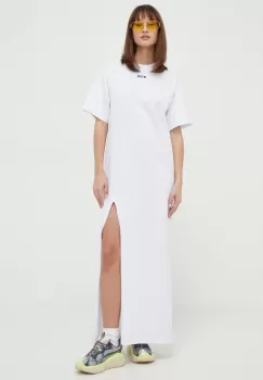 MSGM rochie din bumbac culoarea alb, maxi, oversize imagine