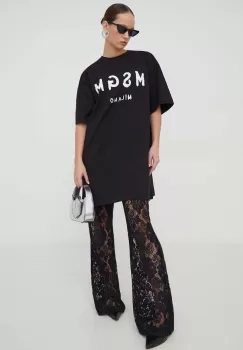 MSGM rochie din bumbac culoarea negru, mini, oversize imagine