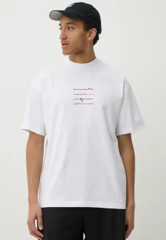 MSGM tricou din bumbac barbati, culoarea alb, cu imprimeu, 3840MM108.257002 imagine