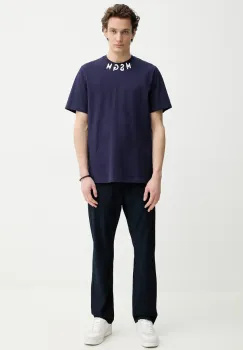 MSGM tricou din bumbac barbati, culoarea albastru marin, cu imprimeu, 3840MM102.257002 imagine