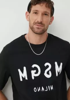 MSGM tricou din bumbac barbati, culoarea negru, cu imprimeu, 2000MM510.200002 imagine