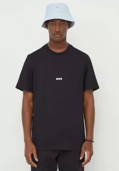 MSGM tricou din bumbac barbati, culoarea negru, neted imagine