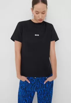 MSGM tricou din bumbac femei, culoarea negru imagine