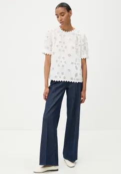 MUNTHE bluza MOSKVA femei, culoarea alb, cu imprimeu, 1026.24129 imagine