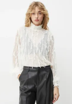 MUNTHE bluza SKALLO femei, culoarea bej, cu imprimeu, 244102824440 imagine