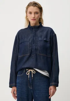 MUNTHE bluza subtire de blugi TUXA femei, culoarea albastru marin, neted, 243100024314 imagine