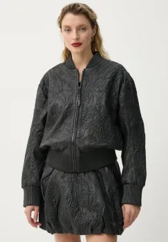 MUNTHE geaca bomber de piele FERRIL femei, culoarea negru, de tranzitie, 251151525105 imagine