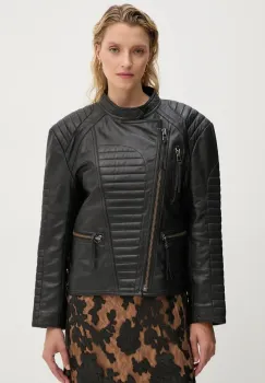 MUNTHE geaca ramones de piele TWEEKIE femei, culoarea negru, de tranzitie, 243152224304 imagine