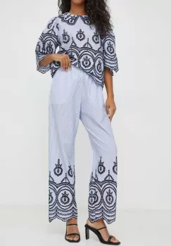 MUNTHE pantaloni de bumbac drept, high waist imagine