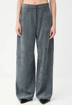 MUNTHE pantaloni de catifea cord LELOUIS culoarea gri, lat, high waist, 253143025310 imagine