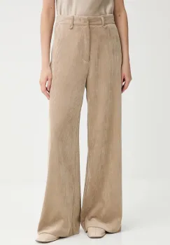 MUNTHE pantaloni de catifea cord LELOUIS culoarea maro, lat, high waist, 253143025310 imagine