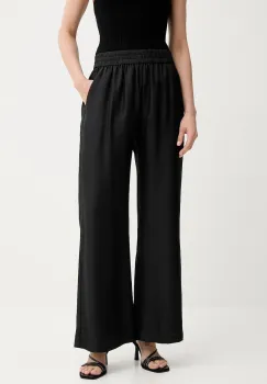 MUNTHE pantaloni de matase ARUM culoarea negru, lat, high waist, 247140524702 imagine