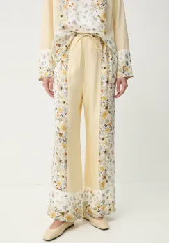 MUNTHE pantaloni de matase FABERT culoarea bej, drept, high waist, 251140025118 imagine