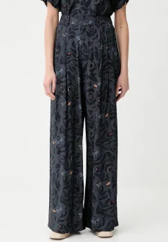 MUNTHE pantaloni FAICUS culoarea bleumarin, lat, high waist, 253140225320 imagine