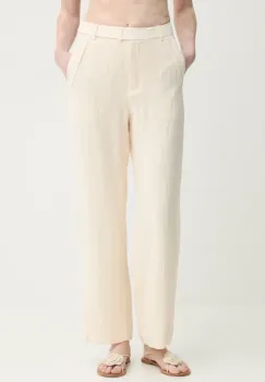 MUNTHE pantaloni FARRIS femei, culoarea bej, drept, high waist, 251141725112 imagine