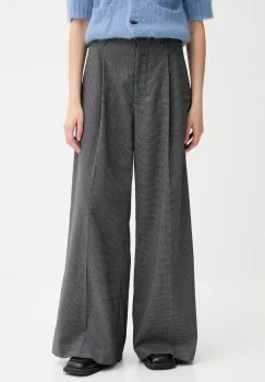MUNTHE pantaloni LUPON culoarea gri, lat, high waist, 253142525309 imagine