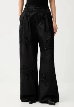 MUNTHE pantaloni STORMY culoarea negru, lat, high waist, 254144025401 imagine