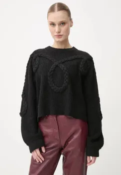 MUNTHE pulover de lana SAKIRA femei, culoarea negru, 244160724472 imagine