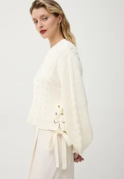 MUNTHE pulover din amestec de lana FABRICKA femei, culoarea bej, 251160025176 imagine