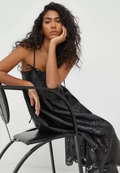 MUNTHE rochie culoarea negru, mini, evazati imagine