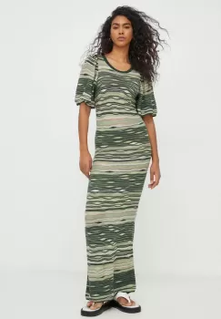 MUNTHE rochie culoarea verde, maxi, mulata imagine