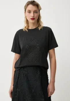 MUNTHE tricou din bumbac FENELLA femei, culoarea negru, 251111325161 imagine