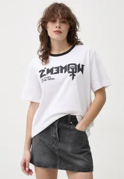 MUNTHE tricou din bumbac FILISHA femei, culoarea alb, 251111525166 imagine