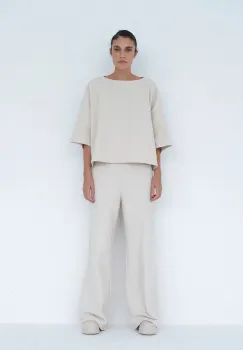 Muuv. pantaloni wide leg pentru femei, din bumbac MOAI imagine
