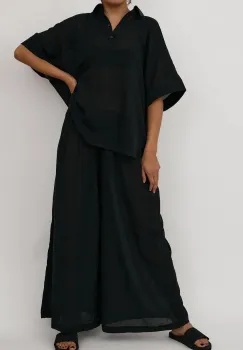 Muuv. pantaloni wide leg pentru femei, din bumbac NOCHE imagine