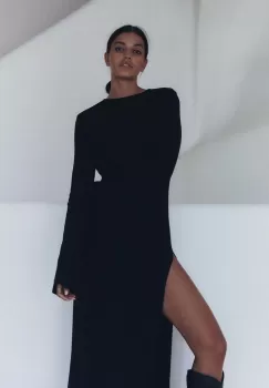 MUUV. rochie culoarea negru, maxi, drept imagine