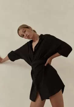 MUUV. rochie din bumbac culoarea negru, mini, drept imagine