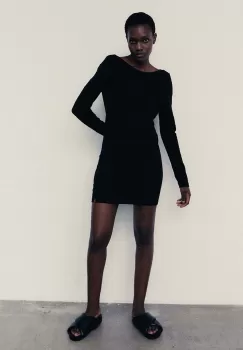 MUUV. rochie din bumbac culoarea negru, mini, mulata imagine