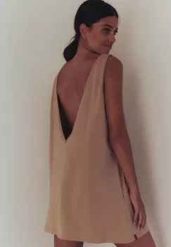 MUUV. rochie din bumbac sukienka #SKATEGIRL culoarea bej, mini, oversize imagine