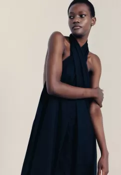 MUUV. rochie din bumbac TYE culoarea negru, maxi, evazati imagine