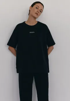 MUUV. tricou din bumbac SAD GENERATION WITH HAPPY PICTURES culoarea negru imagine