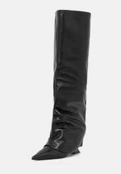 Naked Wolfe cizme de piele Stated culoarea negru, toc pana, Stated Black Leather imagine