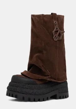 Naked Wolfe cizme din piele intoarsa Disturb culoarea maro, cu platforma, Disturb Chocolate Suede imagine