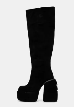 Naked Wolfe cizme Space femei, culoarea negru, cu toc drept, Space Black Kid Suede imagine