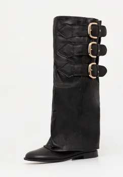 Naked Wolfe ghete de piele Anchor culoarea negru, cu toc plat, izolare usoara, Anchor Black Leather imagine