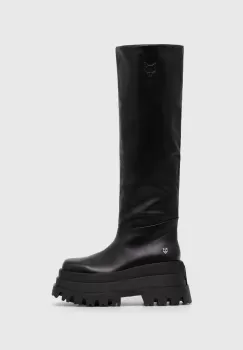 Naked Wolfe ghete de piele femei, culoarea negru, cu platforma, Sasha Black imagine