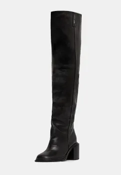 Naked Wolfe ghete de piele Nature culoarea negru, cu toc drept, Nature Nappa Prince Leather Black imagine