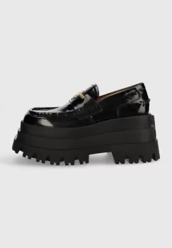 Naked Wolfe mocasini de piele Delusion femei, culoarea negru, cu platforma imagine