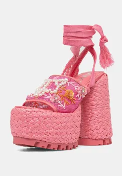 Naked Wolfe sandale Bluebell culoarea roz, Bluebell Raffia Flowers imagine
