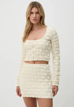 Nanushka bluza JYLAN femei, culoarea bej, neted, NW24PFTP4211 imagine