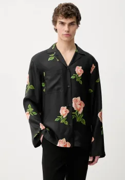 Nanushka camasa de matase NM25PFTP01499 culoarea negru, relaxed, JAMAR imagine