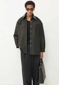 Nanushka camasa din bumbac BEAUX barbati, culoarea verde, cu guler clasic, relaxed, NU24PFJK00497 imagine