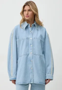 Nanushka geaca jeans BEAUX femei, de tranzitie, oversize, NU24PFJK00352 imagine