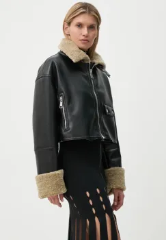 Nanushka geaca JEMMA femei, culoarea negru, de tranzitie, oversize, NW24FWOW38170 imagine